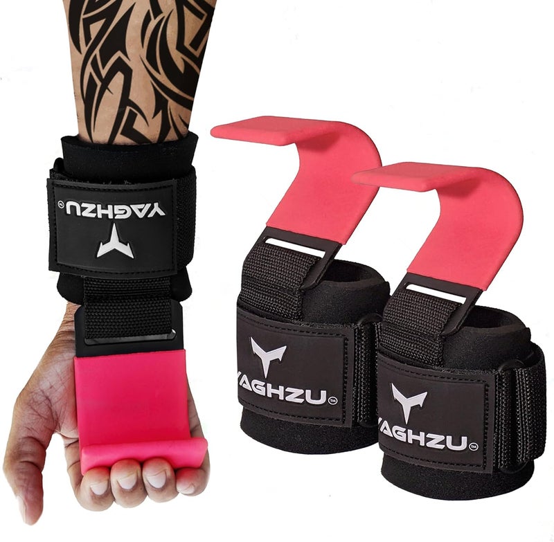 YAGHZU Weight Lifting Hooks, Padded Weight Lifting Straps Wrist Straps for Men and Women, Premium Deadlift Straps for Weightlifting and Powerlifting, Weight Lifting Gloves for Pull Ups - Image 1